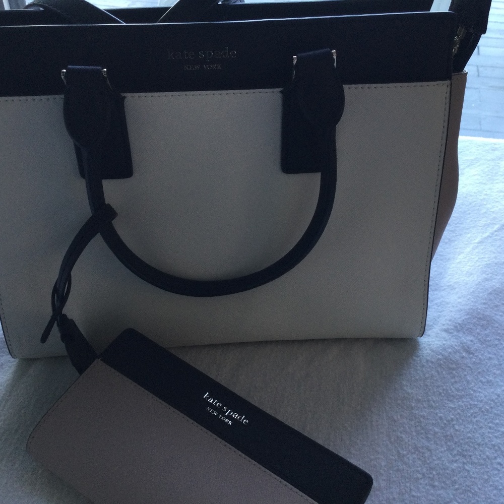 New w/o tag Kate Spade Tri Color leather Cameron shoulder bag & matching wallet